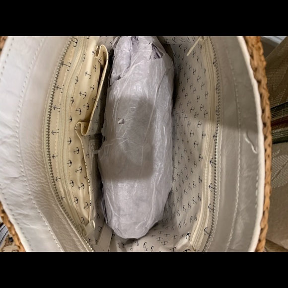 BRIGHTON ADMIRAL STRAW HANDBAG WHT ANCHOR NAUTICAL H72852 - Picture 6 of 7